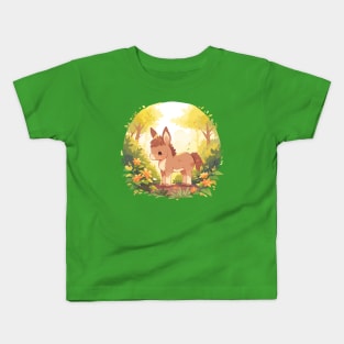 Baby Kawaii Forest Donkey Kids T-Shirt